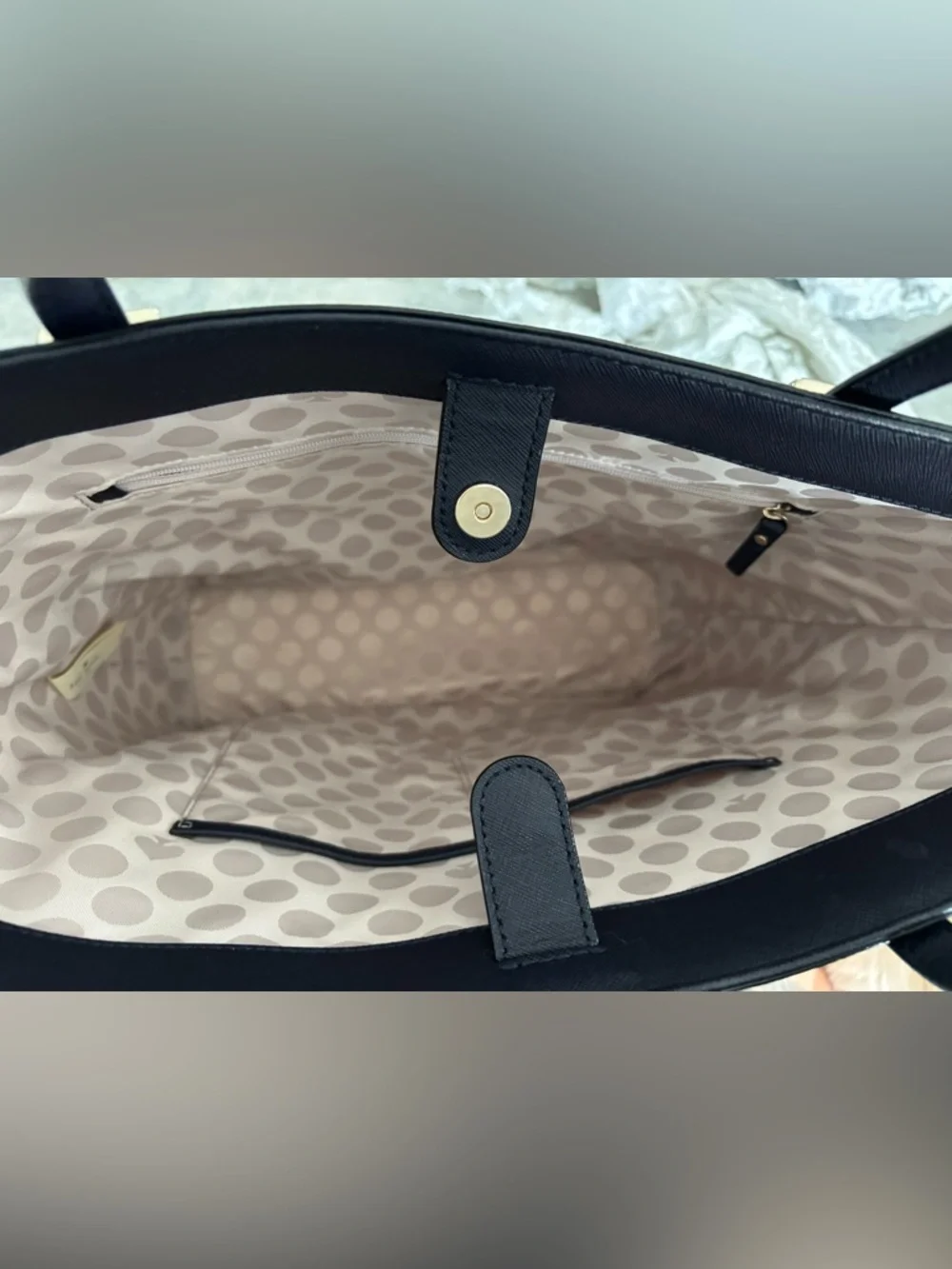kate spade Black and Cream Saffiano Leather Tote